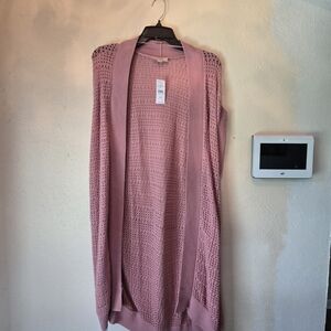 LOFT Pink Open-Knit Cardigan